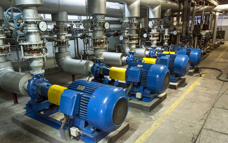 Chemical manufacturing and blending pumps and equipment shown at one of Interstate Chemical's manufacturing  facilities.
